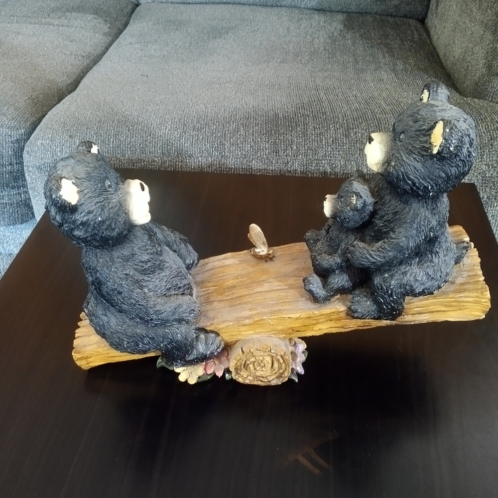 Black and Brown Decorative Bear Accents with Naturalistic Design